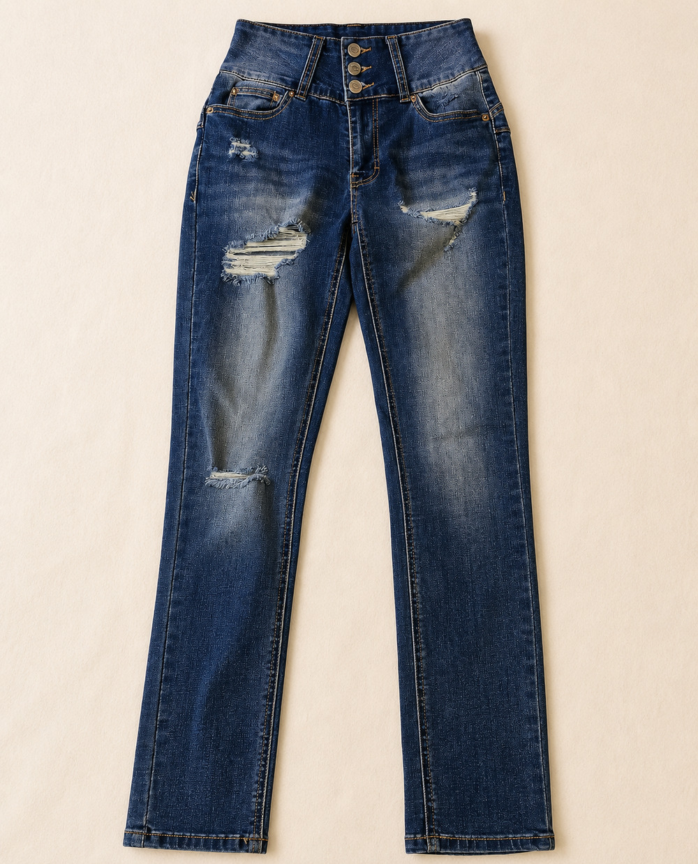 Project Rebel Size 1 Jeans Y2K High Rise Distressed Button Fly Grunge Dark Wash